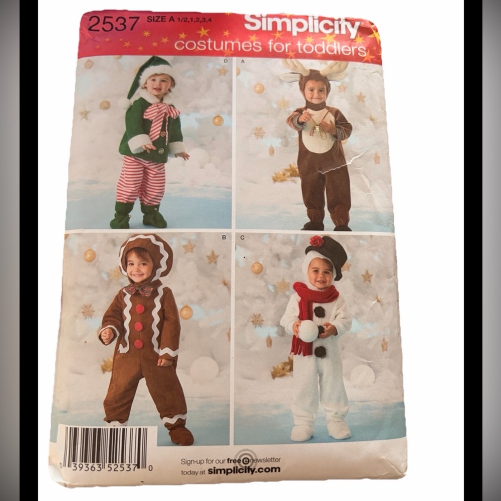 🗺️ Simplicity 2537, Toddler Christmas Themed Costumes Uncut, Brand New Sewing